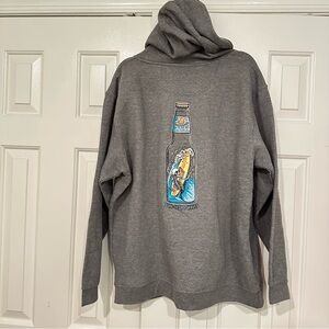 New L.A.T. Surfing Skeleton Beer Bottle Grey Hoodie Size XL